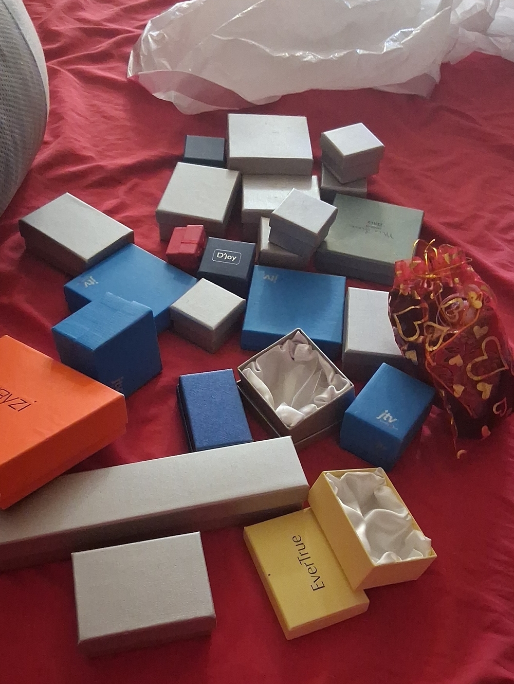 Assorted Blue Jewelry Organizer Gift Boxes with Cream Interiors - Unbranded